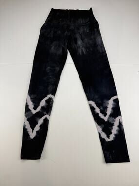 Electric & Rose Womens M Black Gray Chevron Tie Dye Leggings Made USA Yoga